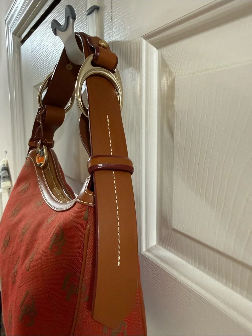 Dooney & Bourke Medium Hobo Red DB Monogram Jacquard Y2K Shoulder Bag HM402
